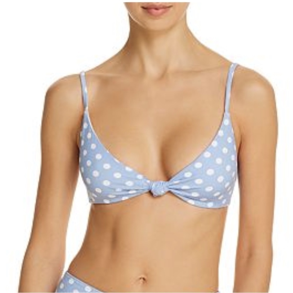 NWT Caroline Constas Marta Blue Polka Dot Bikini Swim Top Sz. L